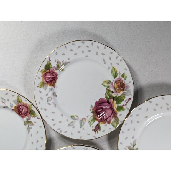 Vintage Paragon Golden Emblem set of 6 cake plates, large pink cabbage Rose - Picture 5 of 7